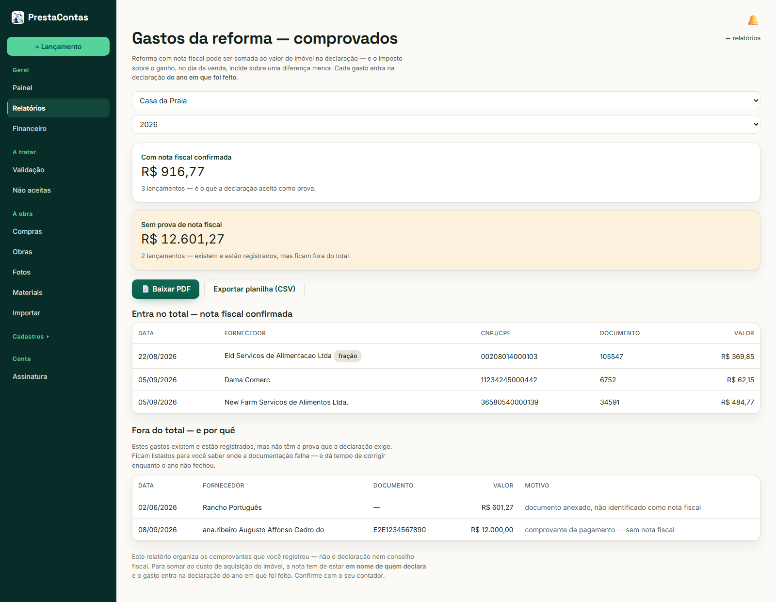 O relatório separa o que a declaração aceita do que não aceita — e diz por quê.