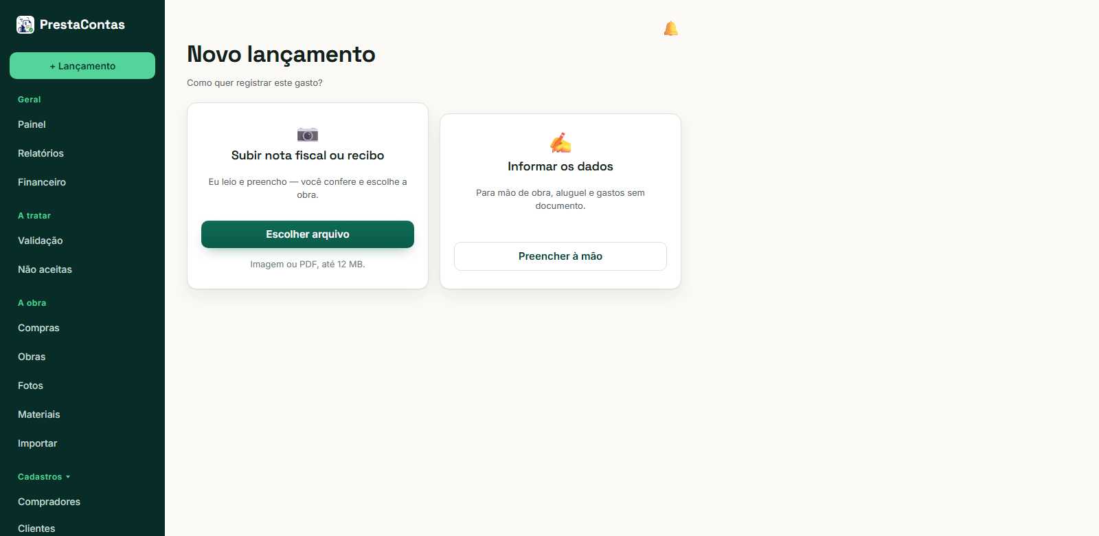 Dois caminhos: subir o documento para ele ler, ou preencher você mesmo.