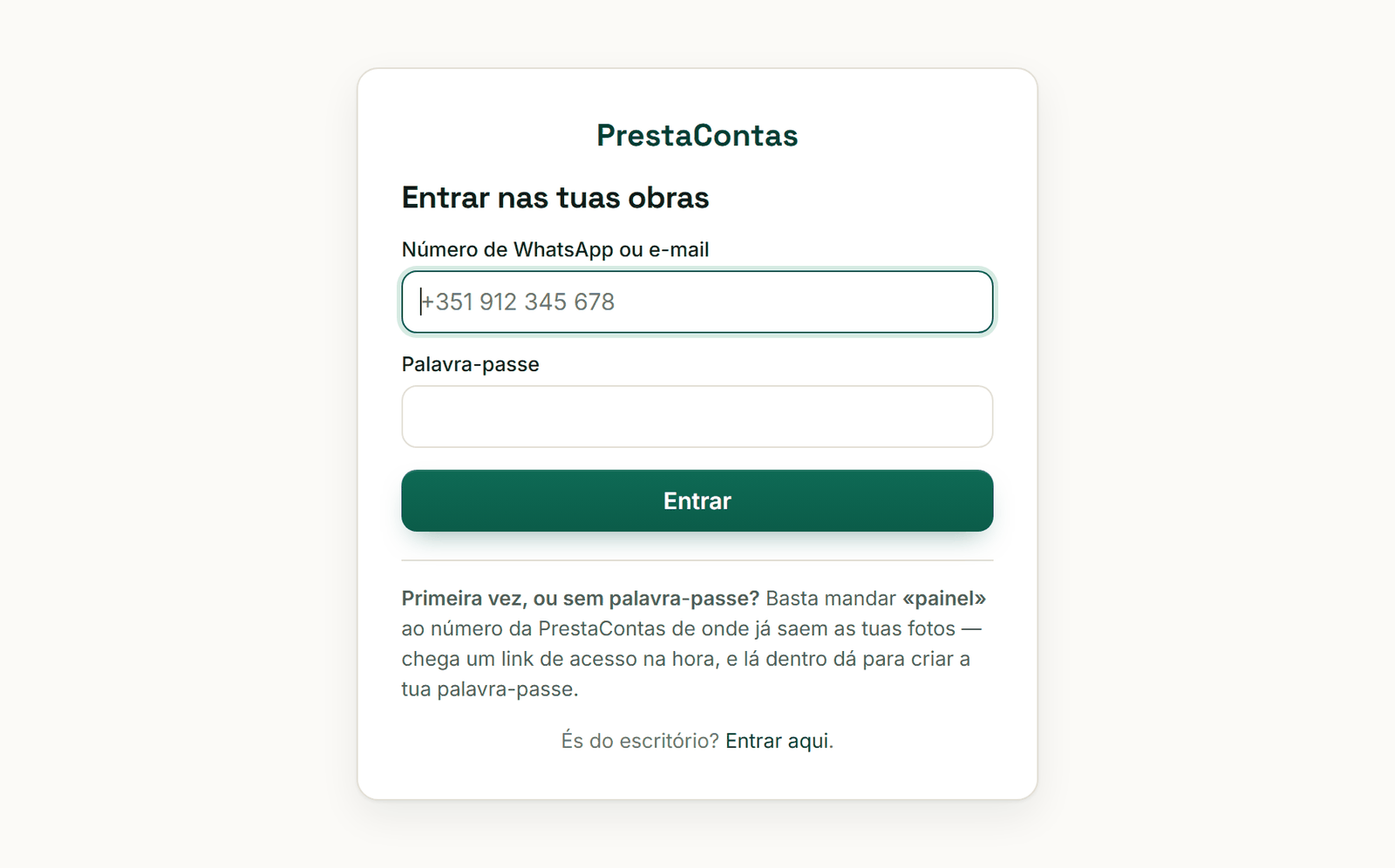 A porta de entrada, em prestacontas.ai/portal.