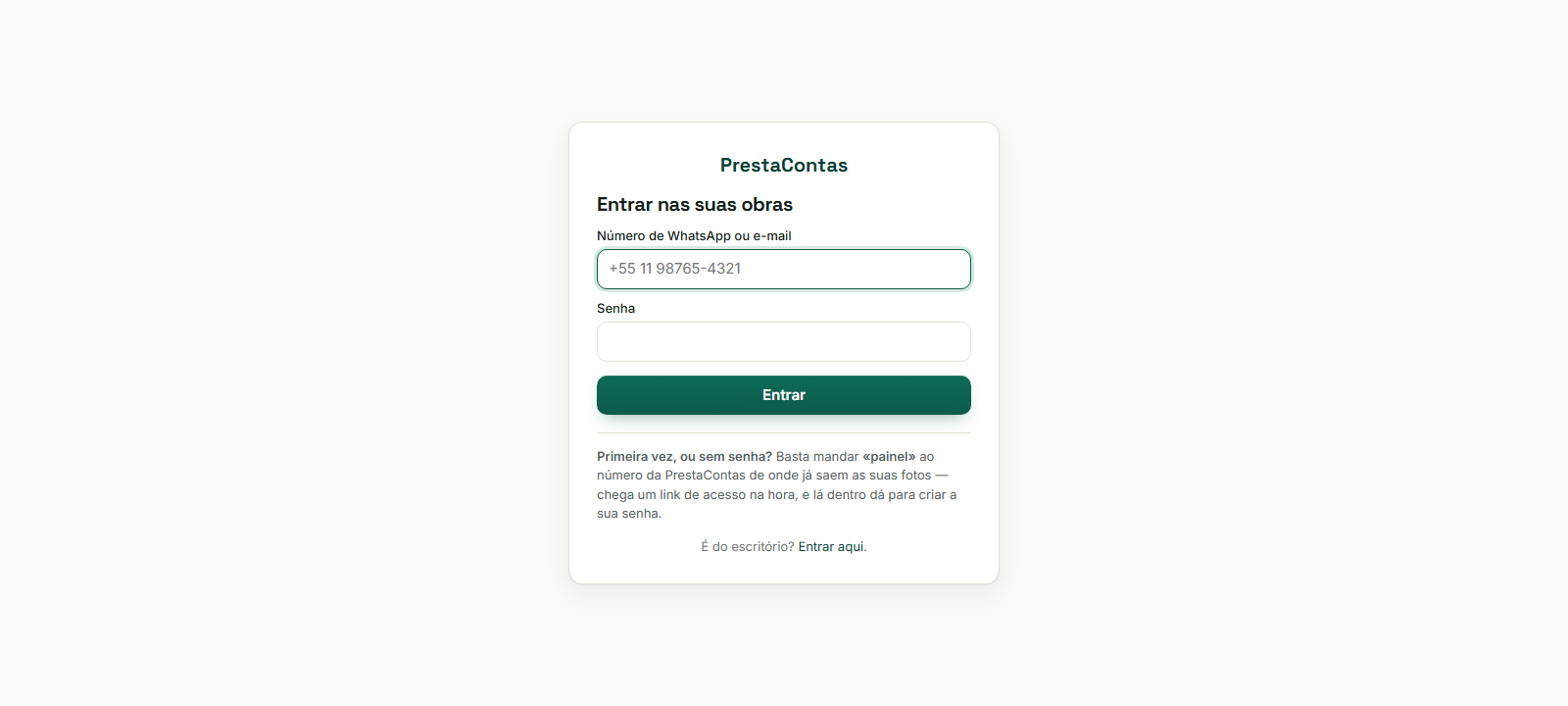 A porta de entrada, em prestacontas.ai/portal.